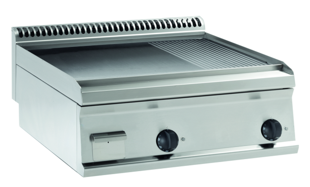 Elektro-Grillplatte glatt-gerillt hartverchromt mit 2 Heizzonen Tischgerät | KBS 10312010 - KBS Gastrotechnik