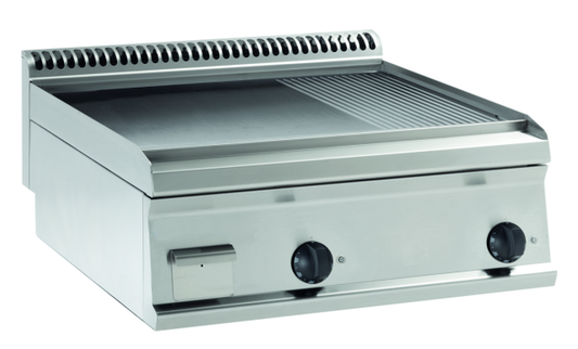 Elektro-Grillplatte glatt-gerillt hartverchromt mit 2 Heizzonen Tischgerät | KBS 10312010 - KBS Gastrotechnik