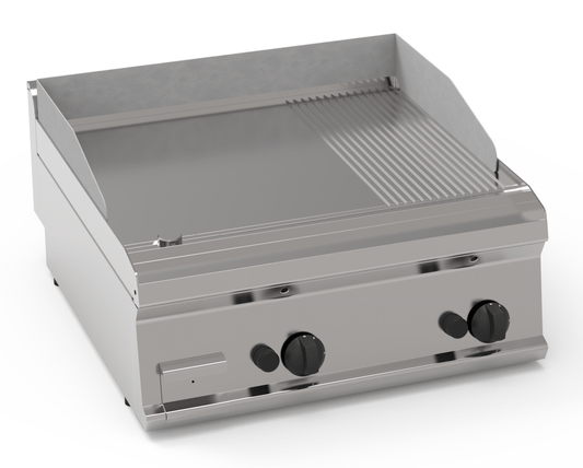 Gas-Grillplatte glatt-gerillt hartverchromt mit 2 Heizzonen Tischgerät | KBS 10322015 - KBS Gastrotechnik