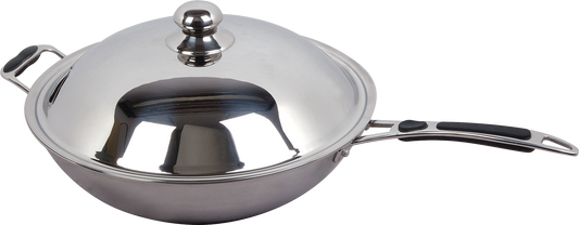 Induktions-Wokpfanne Ø360 mm mit Halte- und Soft-Grip Griff | KBS 10911022 - KBS Gastrotechnik