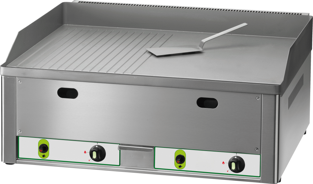 Gas-Grillplatte 8KW 2 Heizzonen 1/2 glatt + 1/2 gerillt | KBS 10921018 - KBS Gastrotechnik