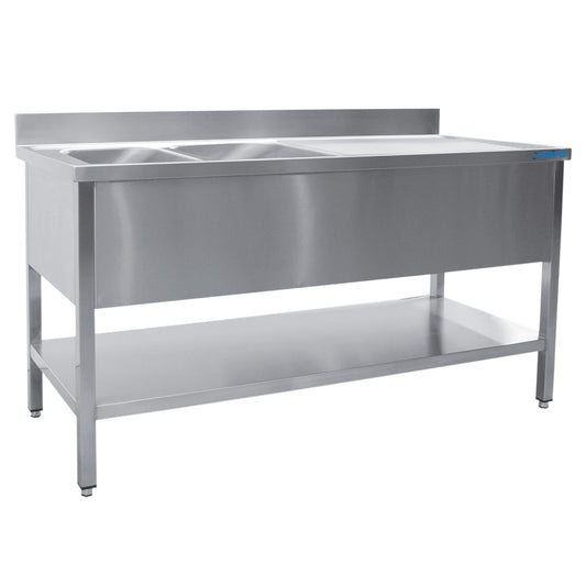 Spültisch 2 Becken, links - B 1200 x T 600 mm | Saro 600-2535L