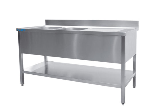 Spültisch 2 Becken, links - B 1200 x T 700 mm | Saro 700-2535L