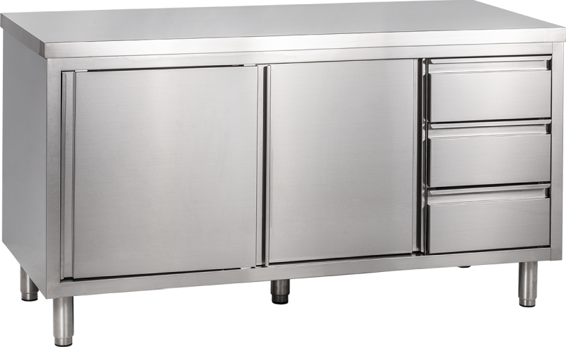 Arbeitsschrank mit Schiebetüren und Schubladenblock B 180cm x T 70cm | KBS 90420202 - KBS Gastrotechnik