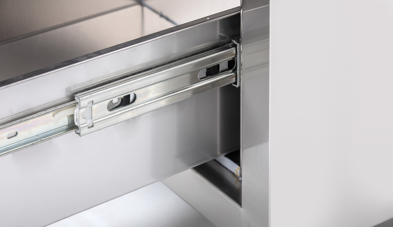 Arbeitsschrank mit Schiebetüren und Schubladenblock B 160cm x T 70cm von KBS Gastrotechnik - Ansicht 6