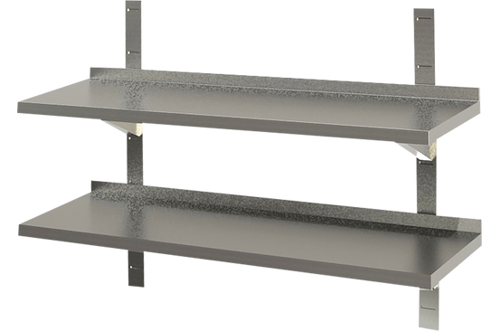 Wandbord 2 Böden mit Aufkantung B 200cm x T 30cm | KBS 91411022 - KBS Gastrotechnik