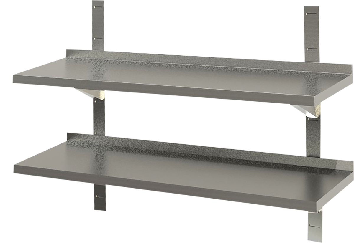 Wandbord 2 Böden mit Aufkantung B 180cm x T 30cm | KBS 91411021 - KBS Gastrotechnik