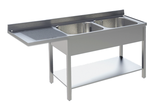 Spülcenter 2 Becken rechts Breite 160cm | KBS 92012103 - KBS Gastrotechnik