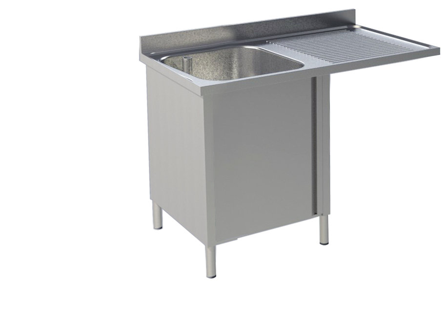 Spülcenter 1 Becken links Breite 140cm mit Unterschrank | KBS 92021104 - KBS Gastrotechnik