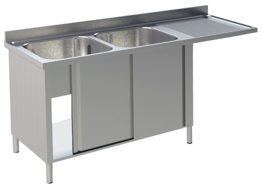 Spülcenter 2 Becken links Breite 160cm | KBS 92022102 - KBS Gastrotechnik