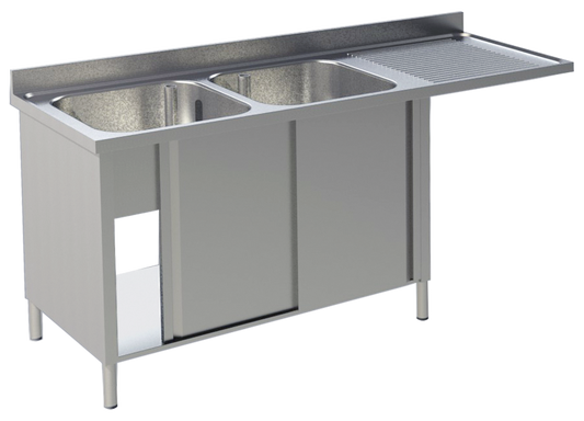 Spülcenter 2 Becken links Breite 160cm | KBS 92022102 - KBS Gastrotechnik